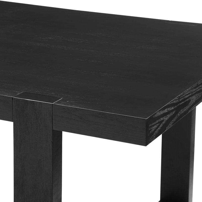 Donny Extendable Solid Wood Base Dining Table, Charcoal