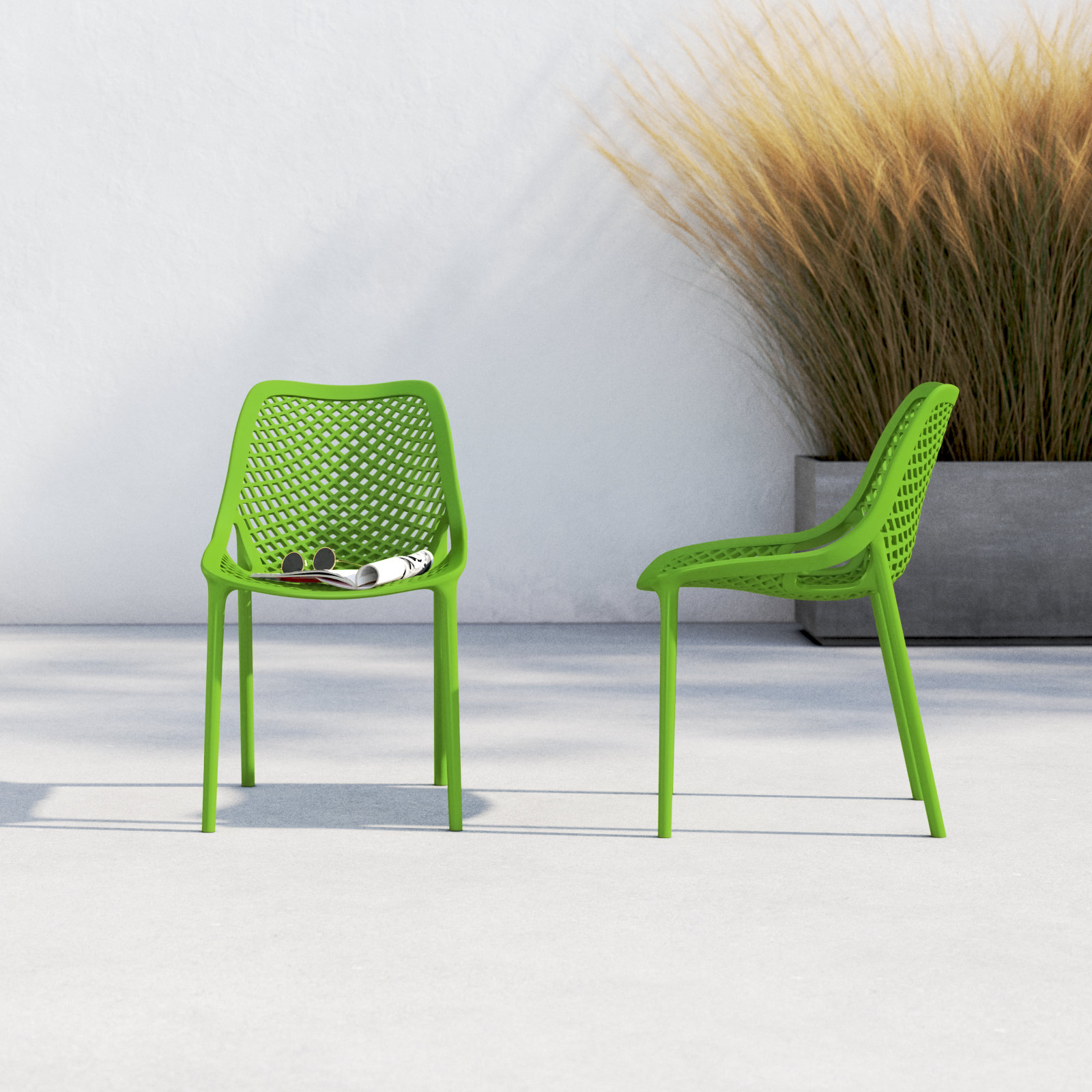 Farrah Stackable Patio Side Chair, Tropical Green