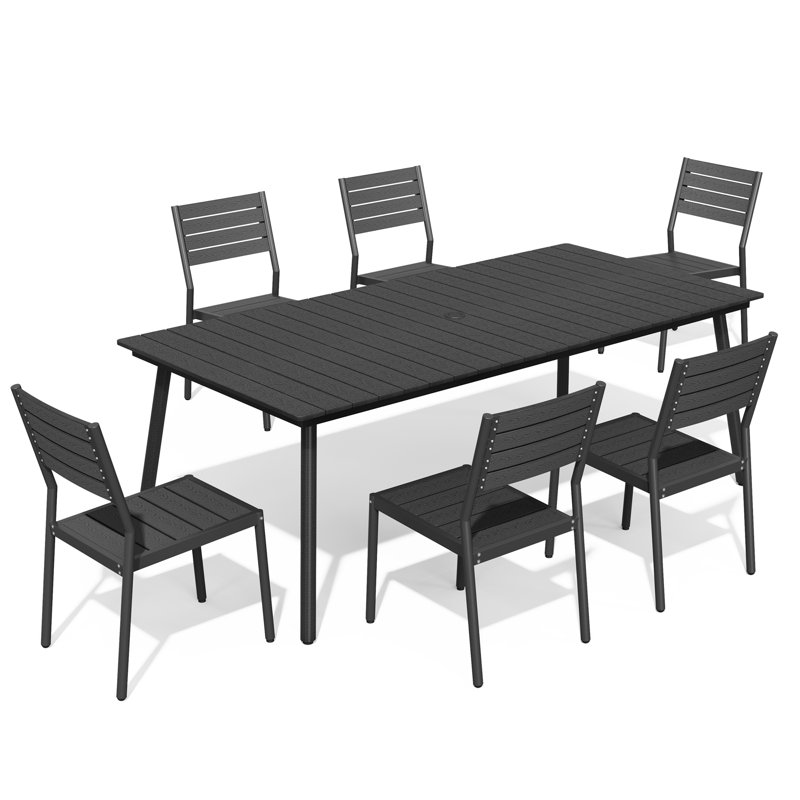 Ensemble repas pour 6 personnes Cyanna, Noir, noir, noir, noir