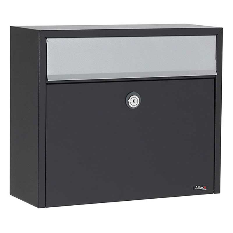 Allux Steel Wall Mounted Mailbox, Black/Gray
