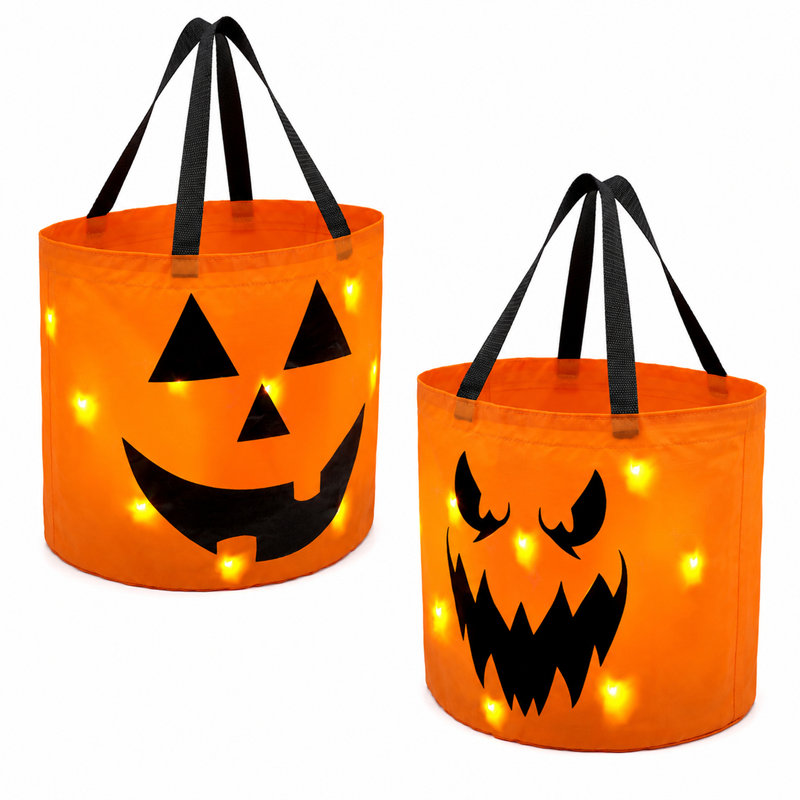 2 sachets de bonbons ou de bonbons d'Halloween 10 x 11,8 pouces à DEL orange