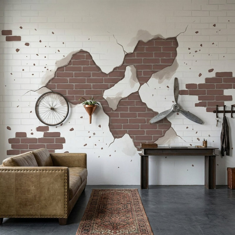 Papier peint mural Brick, Non tissé, 120 po x 96 po