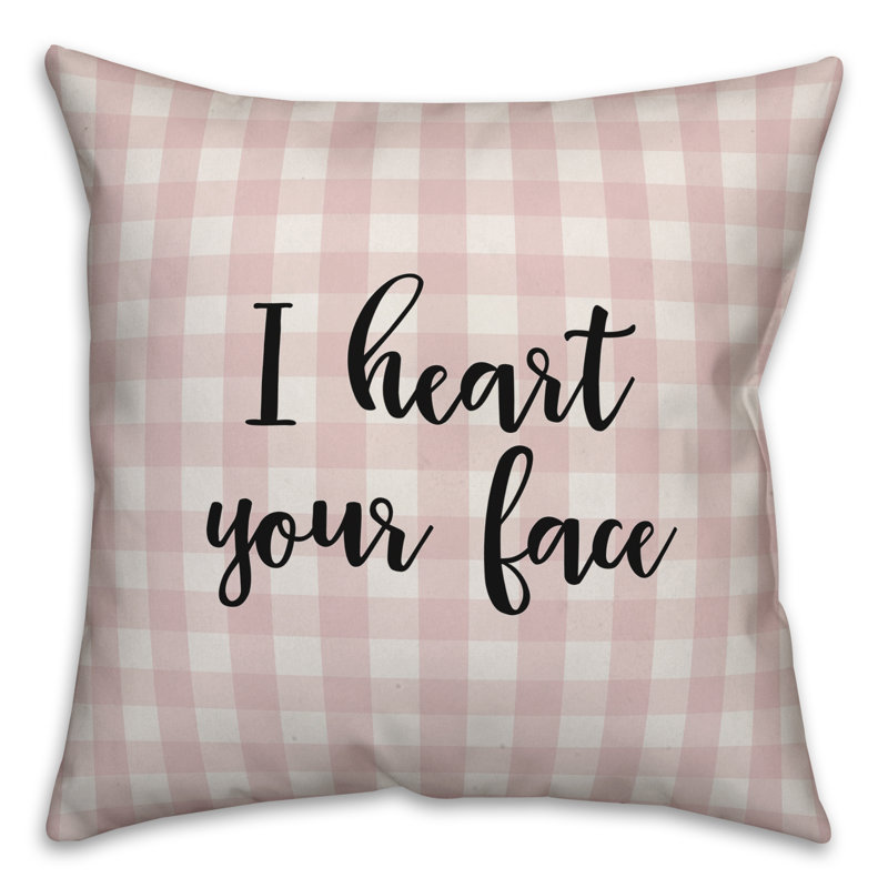  Coussin I Heart Your Face, Rose/noir, Housse de coussin