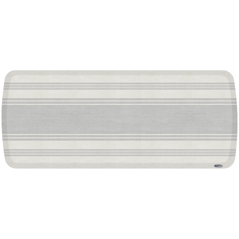 GelPro Elite French Bistro Stripe Collection Striped Water Resistant Anti-Fatigue Non-Skid Kitchen Mat, Light Gray