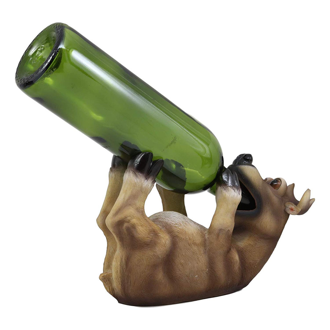 Fisk Cabin Lodge Decor Drunk Comical Deer 1 Bottle Tabletop Wine Bottle Rack Millwood Pines