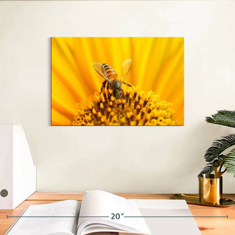 Harnek tournesol avec abeille, H 8 po x l 12 po