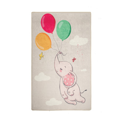 Tapis rectangulaire gris / rose tissé à la machine Barrisdale