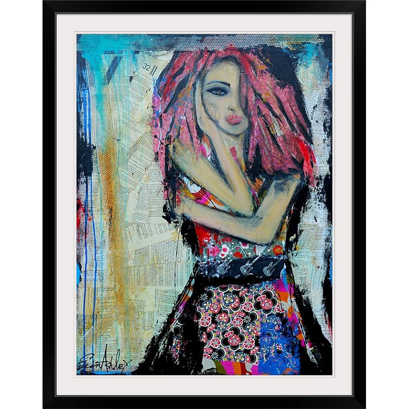 «Punk Rock Chic» par Frisco, reproduction d'art, H 24 po x l 20 po x P 1 po, Cadre noir