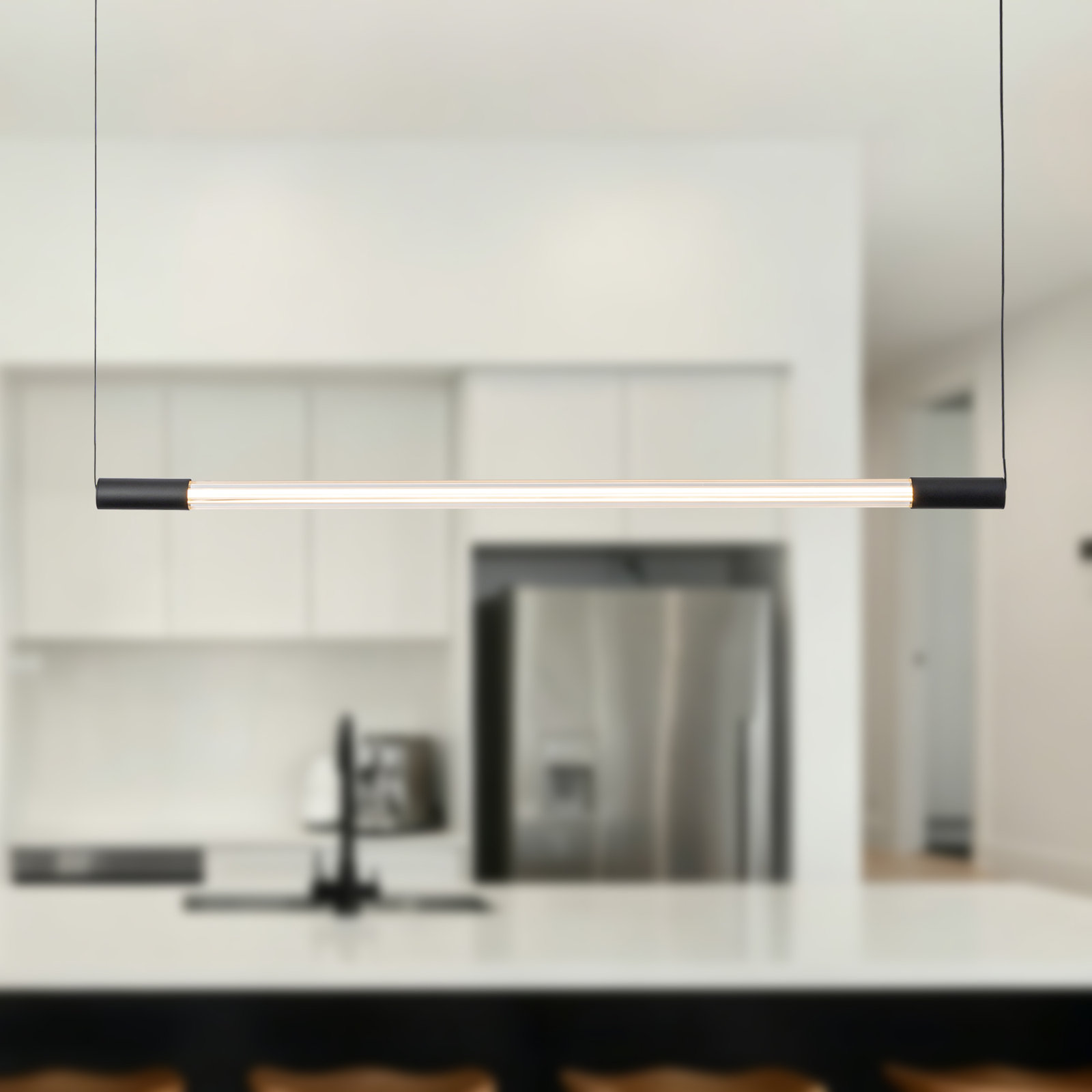 Vernet 46-in Dimmable LED Linear Pendant, Black