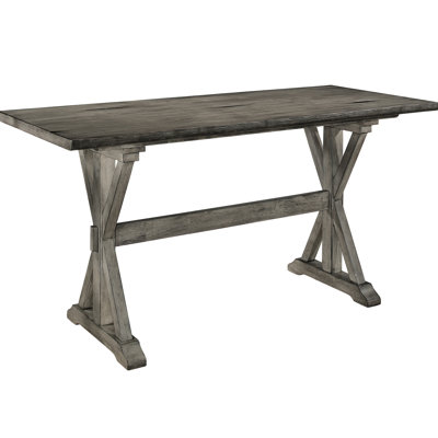 Table rectangulaire à hauteur de comptoir en bois massif, finition grise, pouvant accueillir 6 personnes en bois, pouvant accueillir des invités