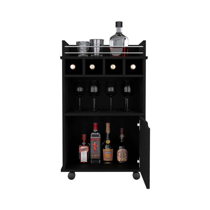 Chariot-bar Kinsley, salon, Noir