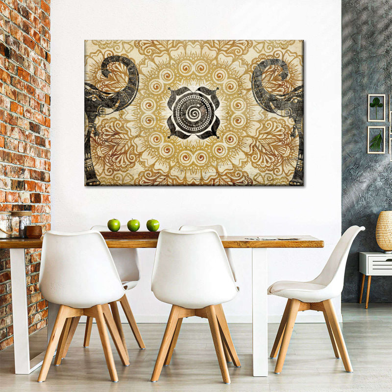 «Mandala Elephant Lotus Mandala», reproduction sur toile, H 8 po x l 12 po x P 1 po