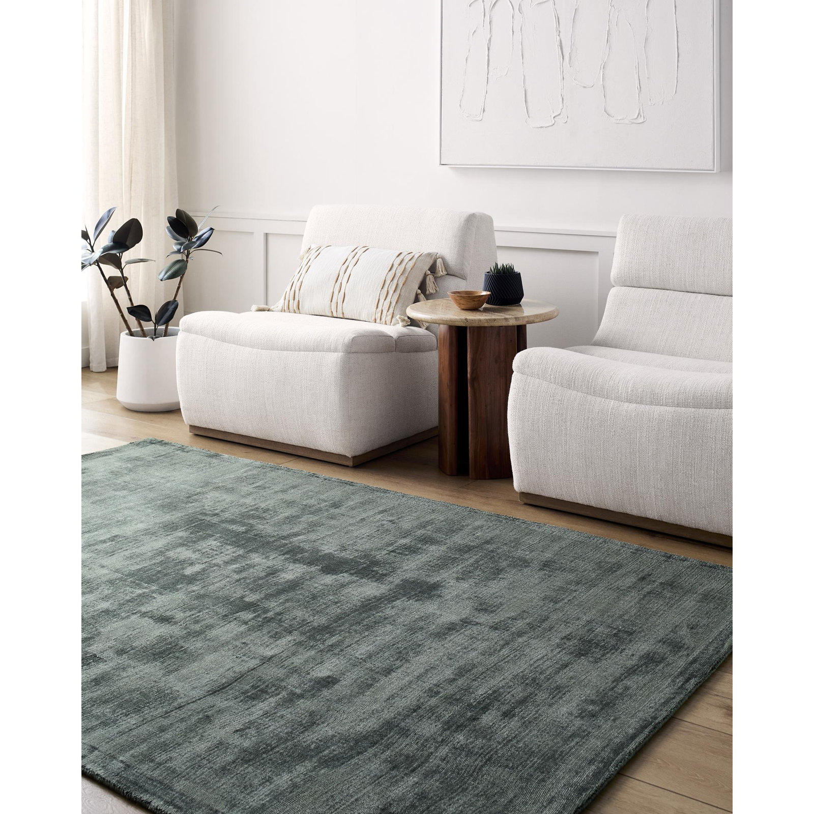 Fennel Hand-Loomed Viscose Rug, Rectangle 8' x 10'