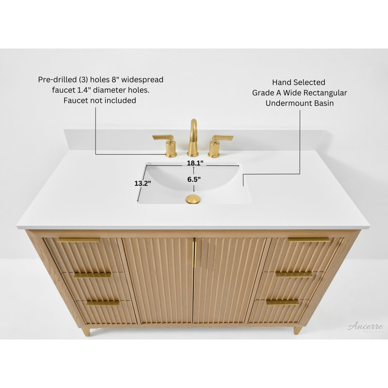 Turlington Freestanding Standard Bathroom Vanity with Top, Oak, 48"