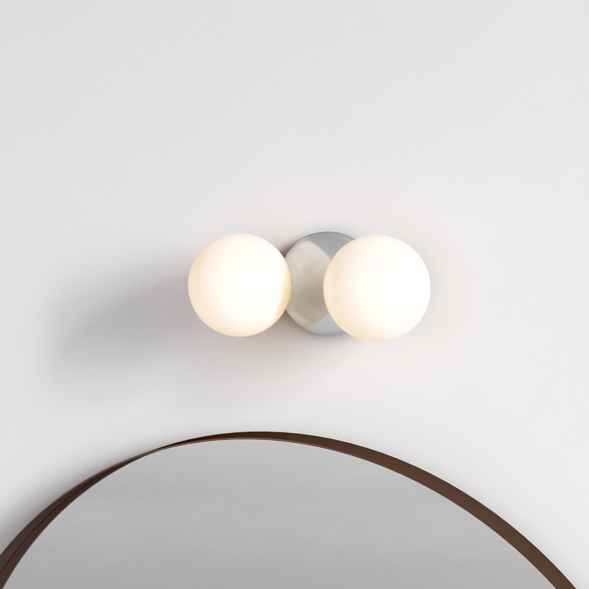 Samson 2 Light Frosted Vanity Light, Polished Chrome