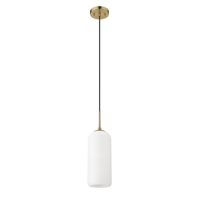 Campos 1 - Light Kitchen Island Pendant, Heritage Brass, 127" H x 5.25" W x 5.25" D, White