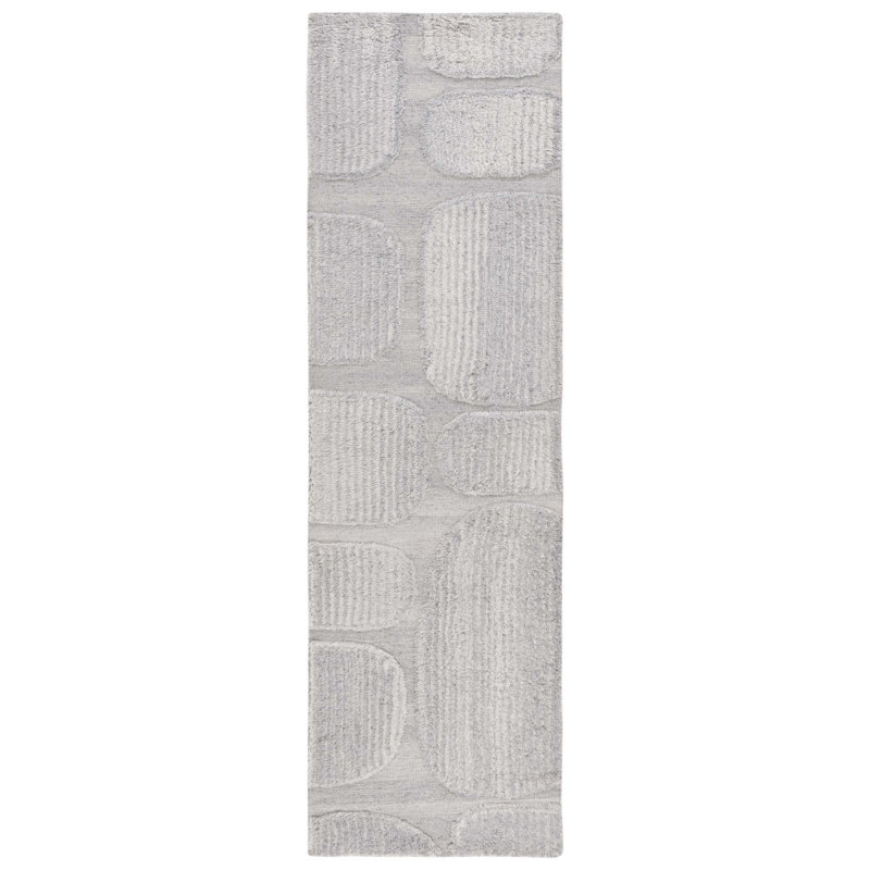 Brogun Solid Color Handmade Flatweave Wool/Cotton Area Rug in Gray, Runner 2'3" x 8'
