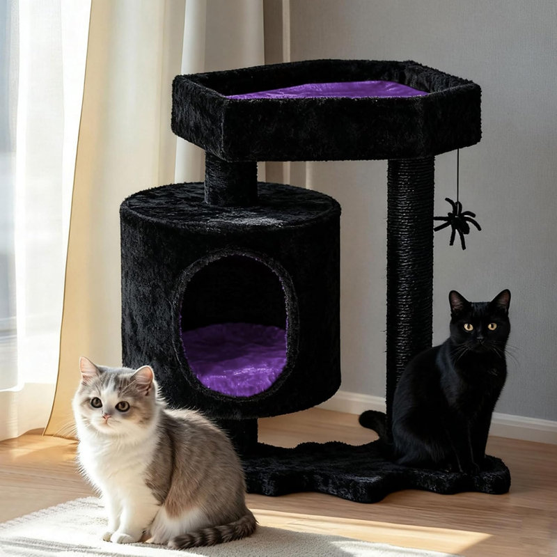Arbre à chat pour chat d'intérieur, arbre à chat gothique avec lit en cercueil