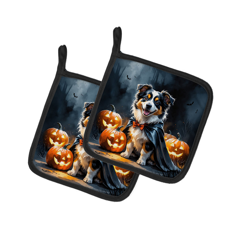 Paire de porte-pots Sheltie Puppy Halloween