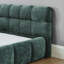 Deep blue luxury California King upholstered platform bed frame, solid frame chenille fabric no box spring needed