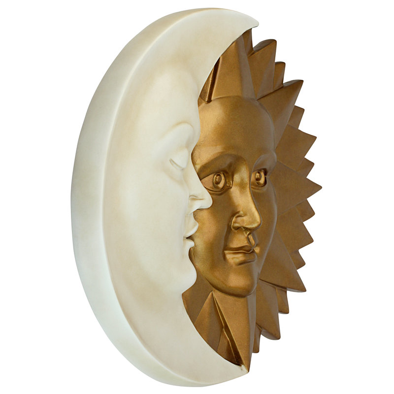 Celestial Harmony Faux Gold and Ivory Sun and Moon Wall Sculpture