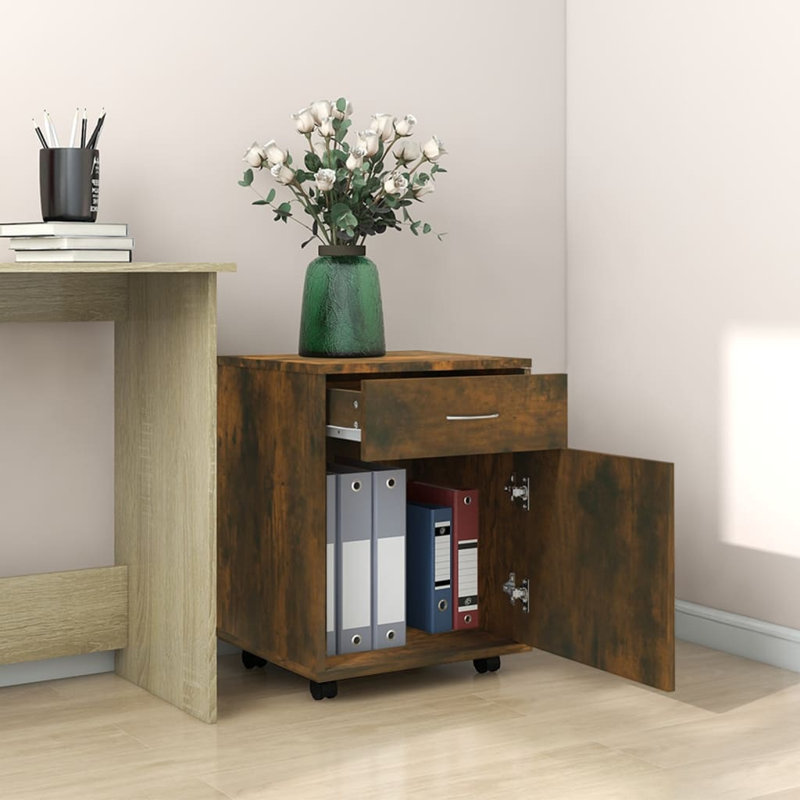 Giulianna 1 -Drawer Filing Cabinet, Smoked Oak