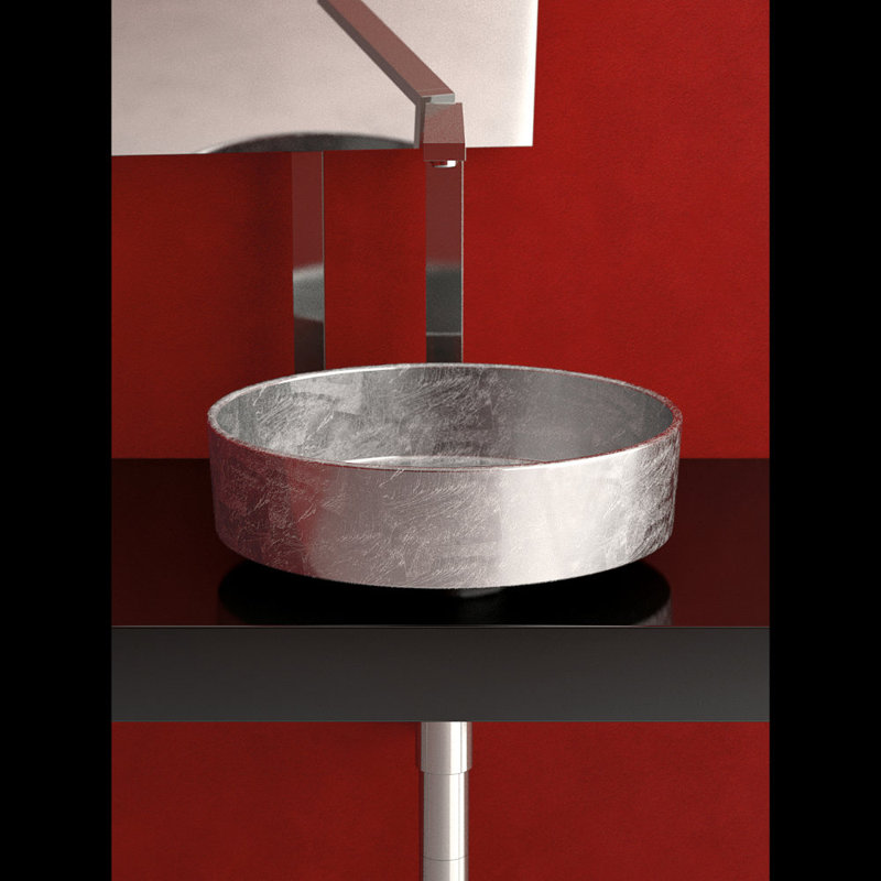 Rho 16.2'' L Bathroom Sink, Silver Leaf