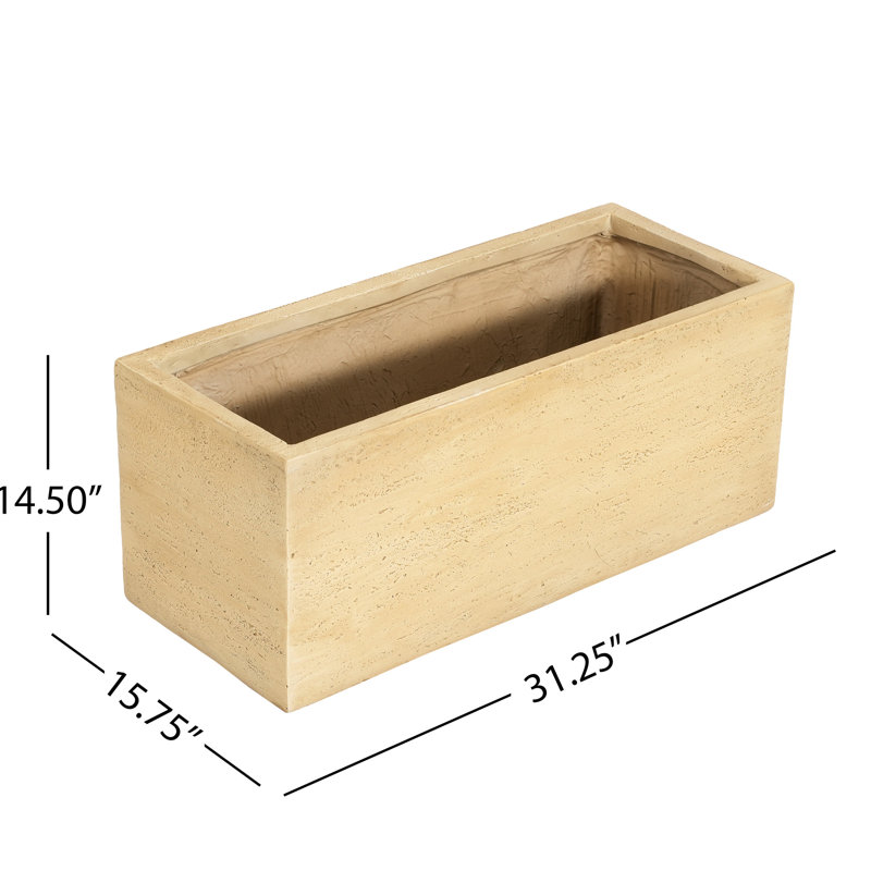 Boîte à fleurs rectangulaire faite à la main, l 31,15 po x P 15,94 po x H 14,5 po, brun antique, sans assemblage, pot à fleurs pour drainage, fait à la main, 36,13 lb, hauteur 14,5 po, bouchon en caoutchouc
