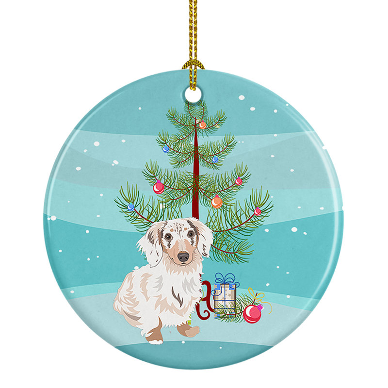 Ornement de Noël en céramique teckel teckel n ° 2, Chihuahua Dapple # 2