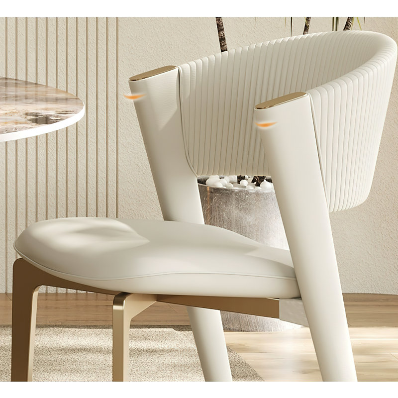 Modern Ribbed Back Dining Chair with Gold Accents - Comfortable Upholstered Seat, Stylish Design