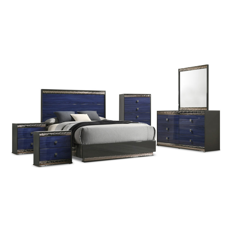 Sherborne 5-Piece Bedroom Set, Ensemble de six pièces : lit, deux tables de che