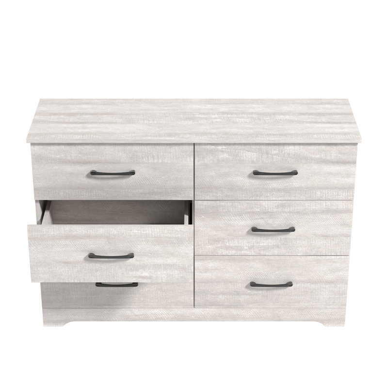 Arkia 47" W 6-Drawer Manufactured Wood Dresser, Dusty Gray Oak