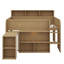 Lit mezzanine double en bois équipé de nombreuses tablettes de rangement, d'un bureau et d'un éclairage à DEL-1073505943