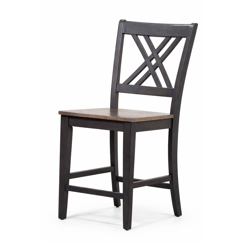 Tabouret en bois massif Gabin, Pierre noire, Pierre grise