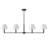 Costa 4-light 48" Adjustable Sloped Black Pendant - Mid-century Modern Linear Iron Frame with White Linen Shades for Dining Room.-2016872218