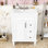Élégant meuble-lavabo de style français avec lavabo, 2 tiroirs, tablette réglable