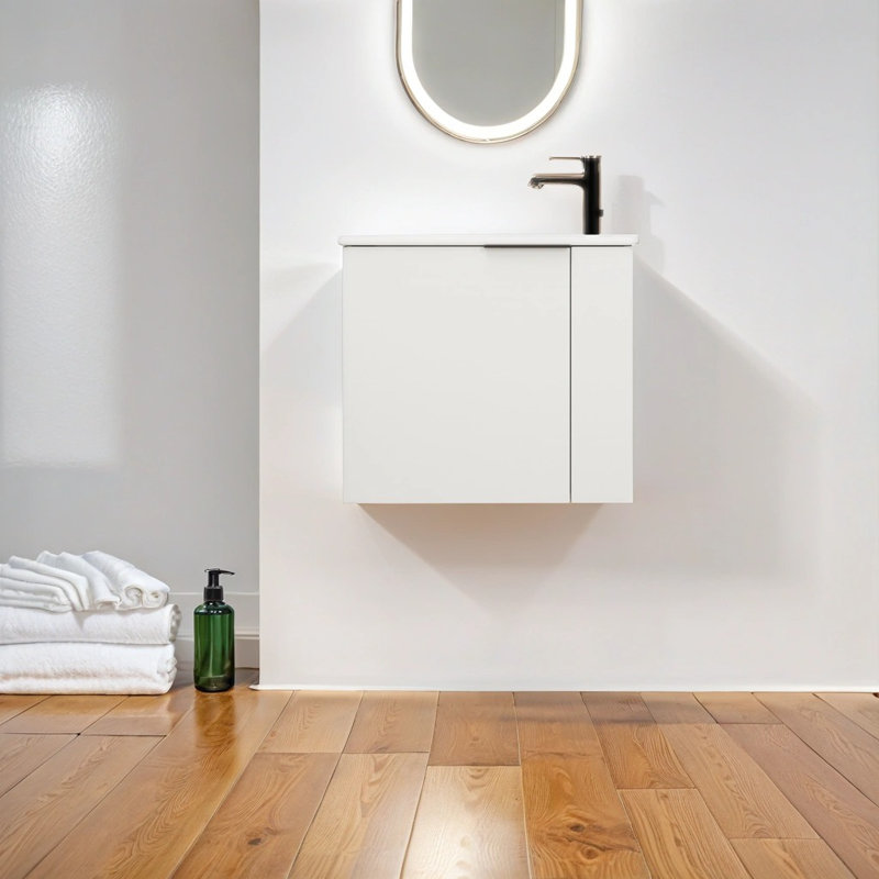 Meuble-lavabo simple 22,28 po avec plateau Kadeeja, Blanc