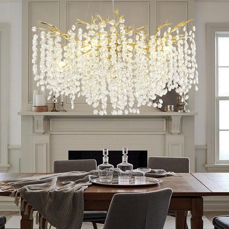 Lustre moderne en cristal K9, Doré, 10 lumières, H 17,72 po x l 31,49 po x P 31,5 po 