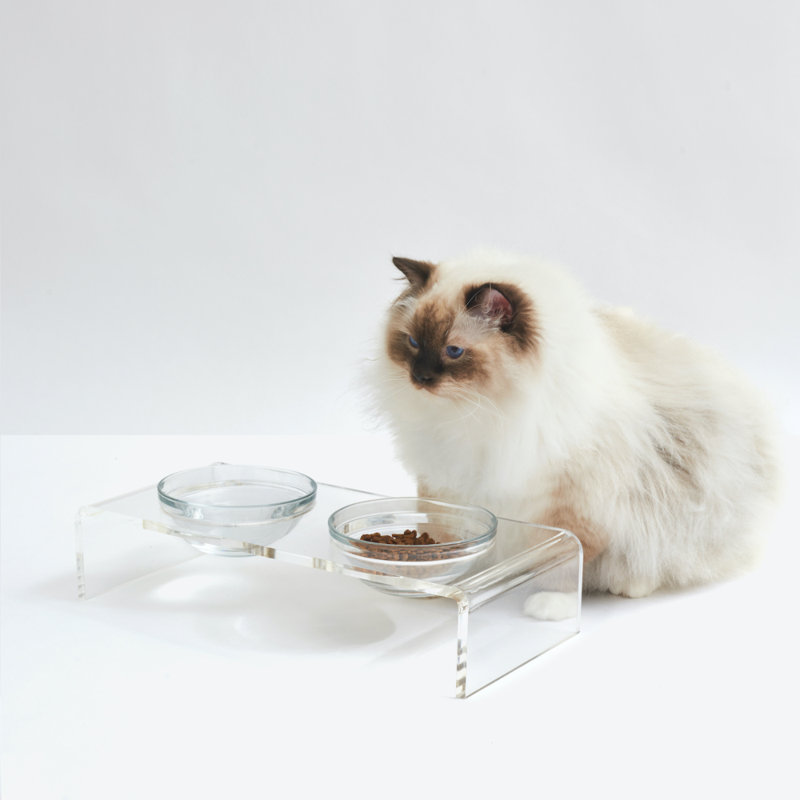 Mangeoire en verre, 2 tasses