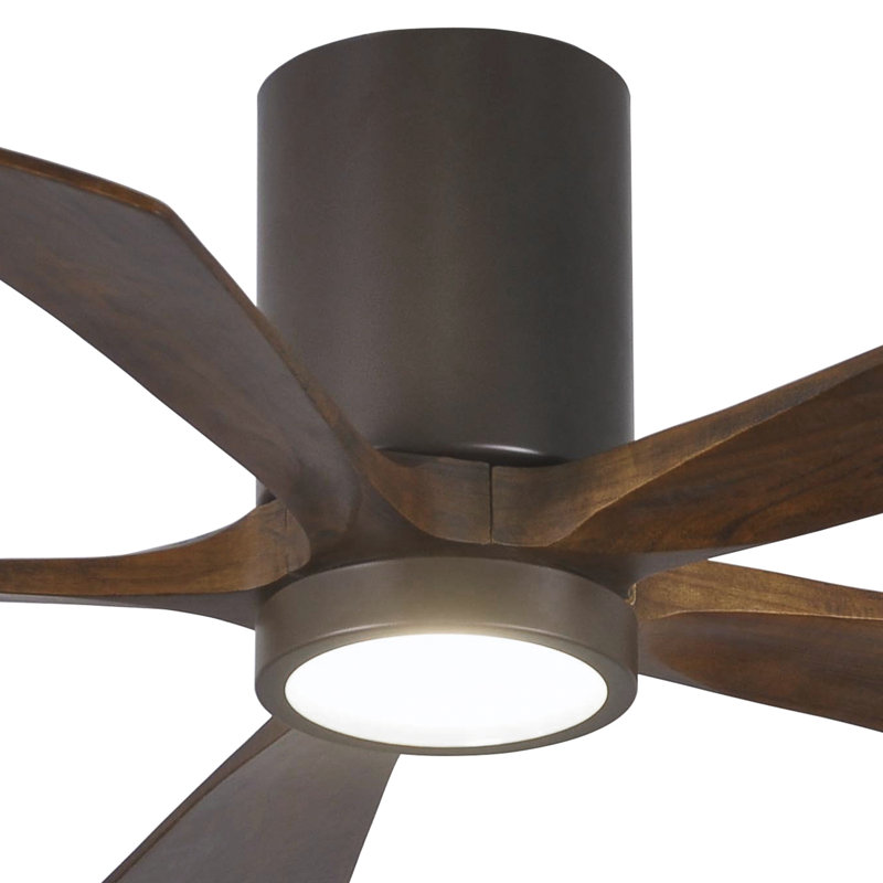 Irene Flushmount Light Kit 5 Blade LED Ceiling Fan, Textured Bronze, 42", Walnut Tone