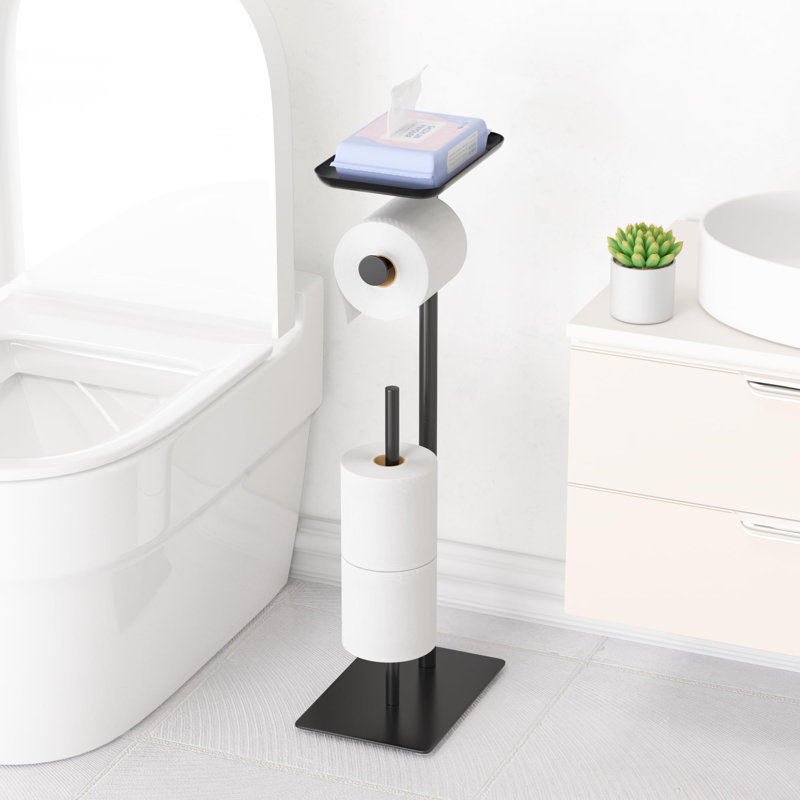 Free Standing Toilet Paper Holder, Matte Black