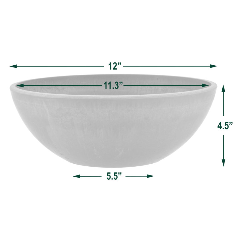 Haven Pot Planter, Dark Charcoal, 4.5" H x 12" W x 12" D