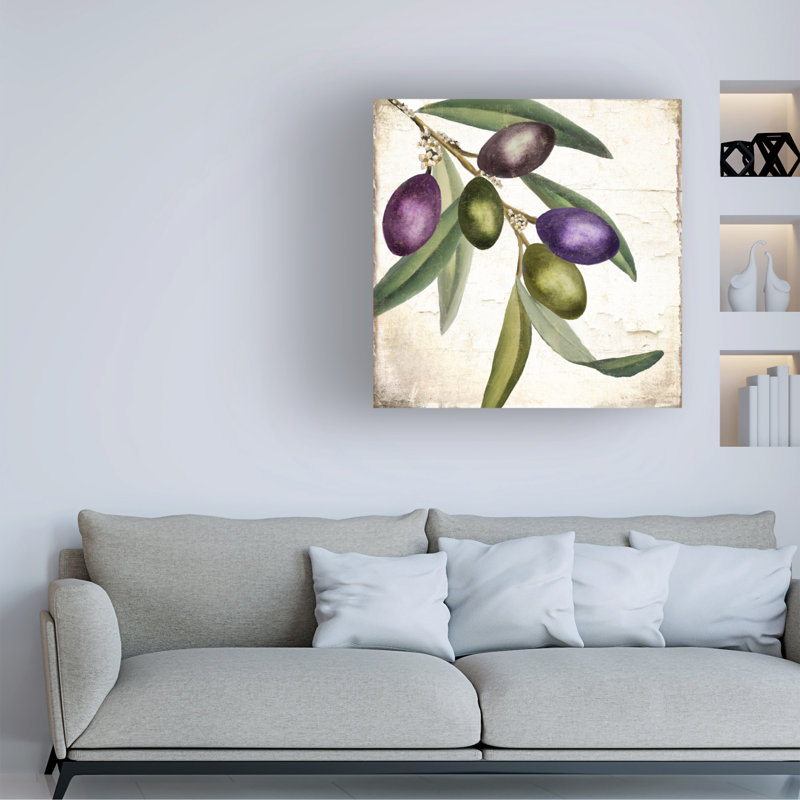 Art sur toile, branche bolognaise, olive, H 14 po x l 14 po