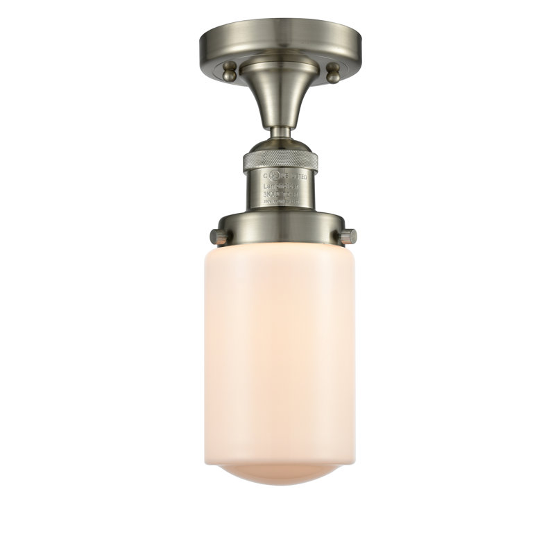 Plafonnier semi-encastré 4,5 po Saroyan, Blanc mat, Ampoule non incluse, Nickel satiné brossé