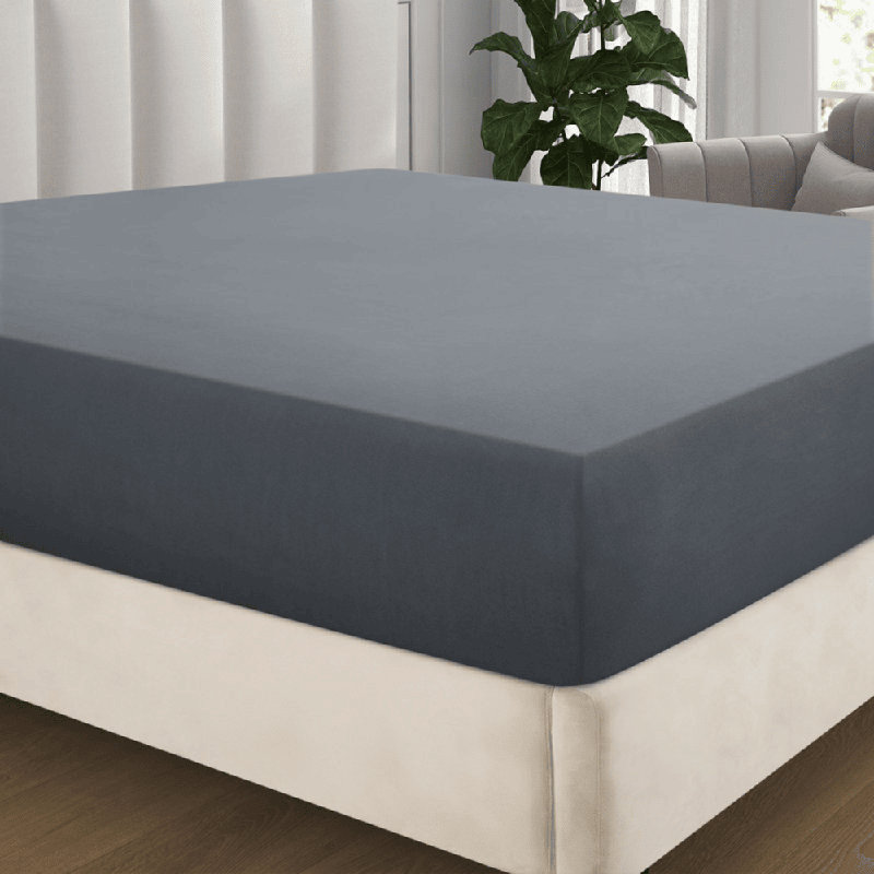 Angeliza Microfiber Standard Fitted Sheet, Double (4'6), Charcoal
