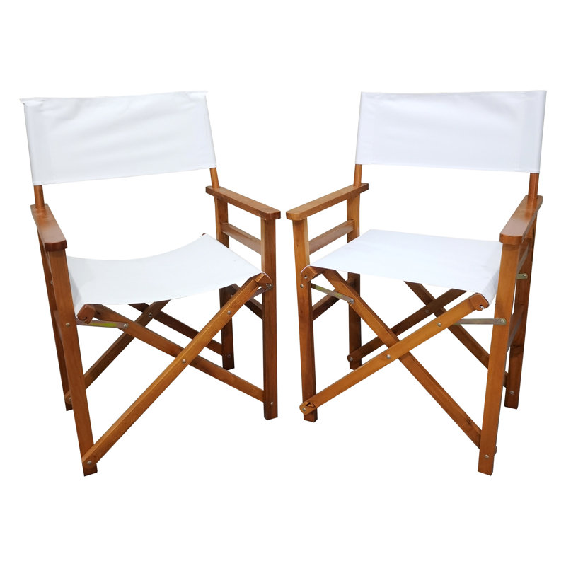 2Pcs Folding Wooden Chairs With Canvas Seat - White. And Long-Lasting, Made Of Populus Wood. Breathable Easy To Clean Canvas. High Bearing Capacity For Different Users. Foldable Storage Transport.