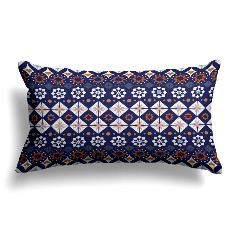 Shape Synergy  Rectangular Throw Pillow, Blue/White