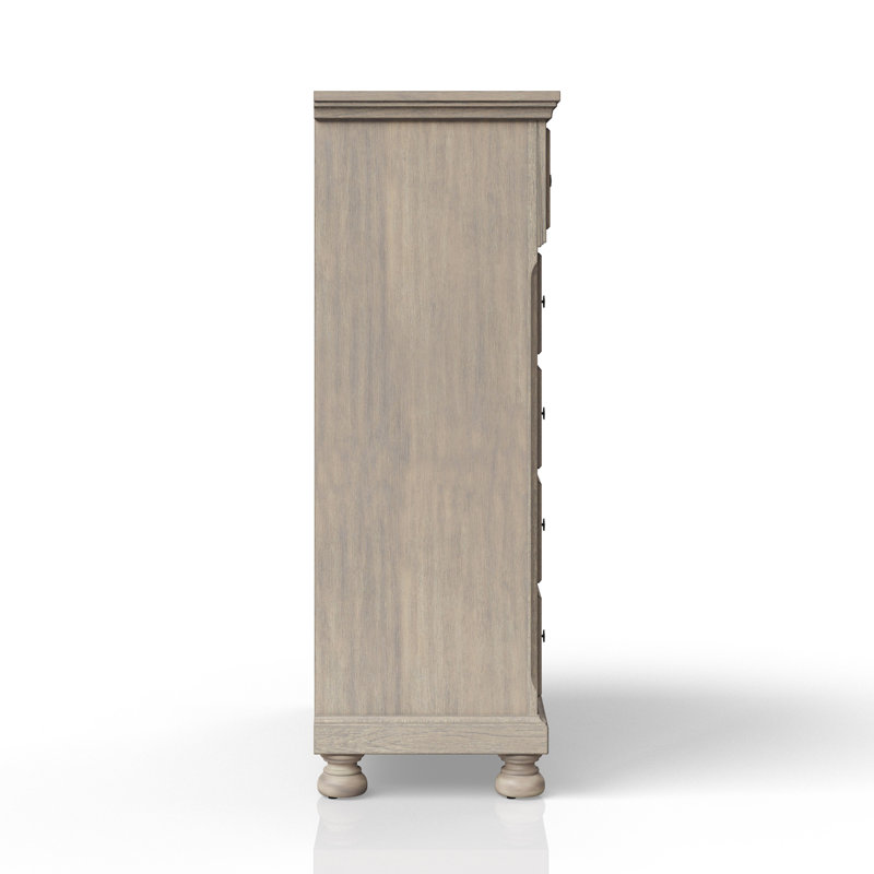 Commode 5 tiroirs gris antique