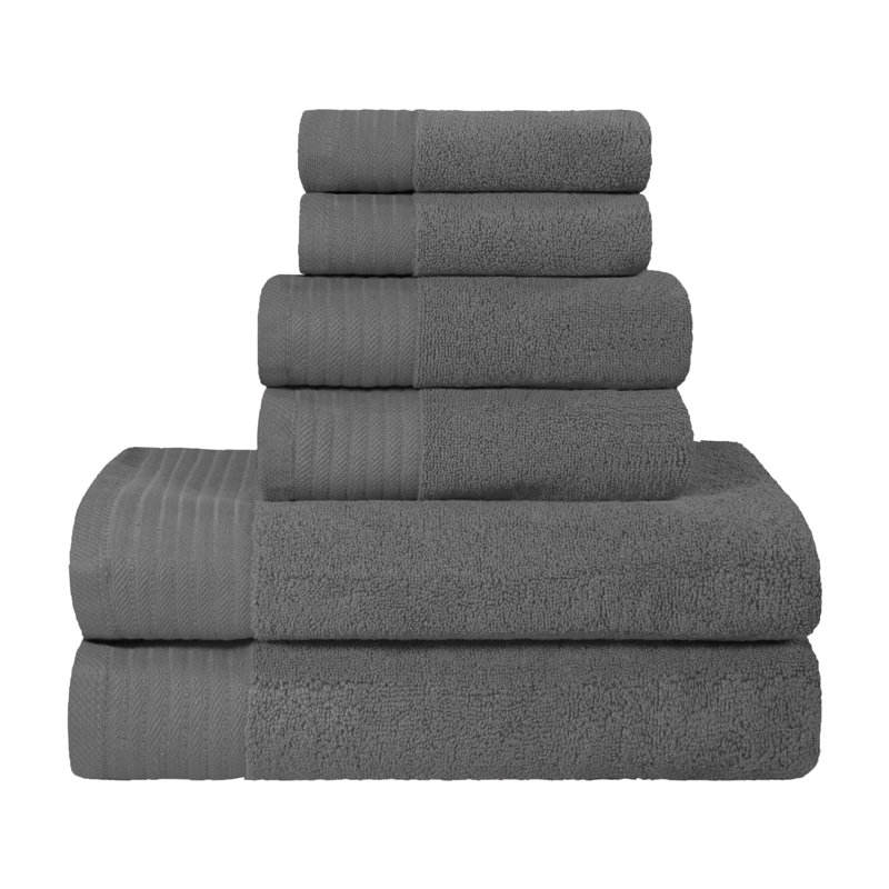 Blue Nile Mills Hillcrest Infinity Jacquard 6-Piece Towel Set, Gray