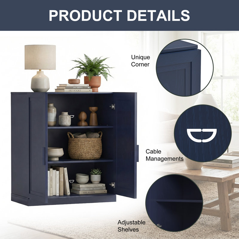 Gershwin Accent Storage Cabinet, 36" H x 31" W x 16" D, Dark Blue